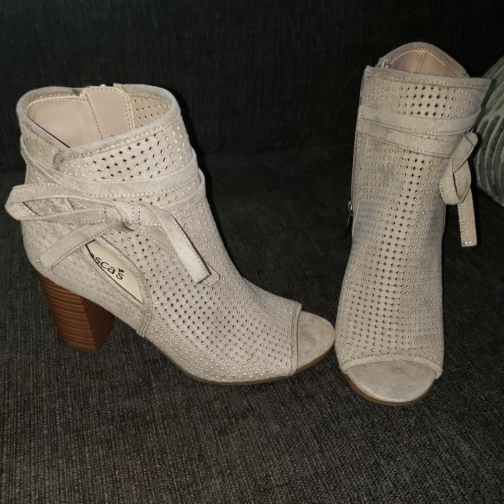 Brand new open toe booties sz. 6.5
